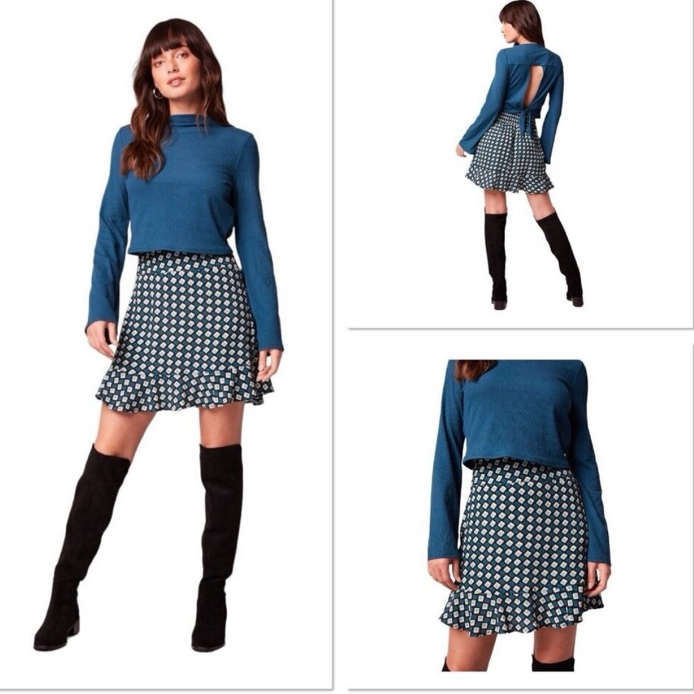NWT Band Of The Free COLETTE TEAL DIAMOND MINI SKIRT